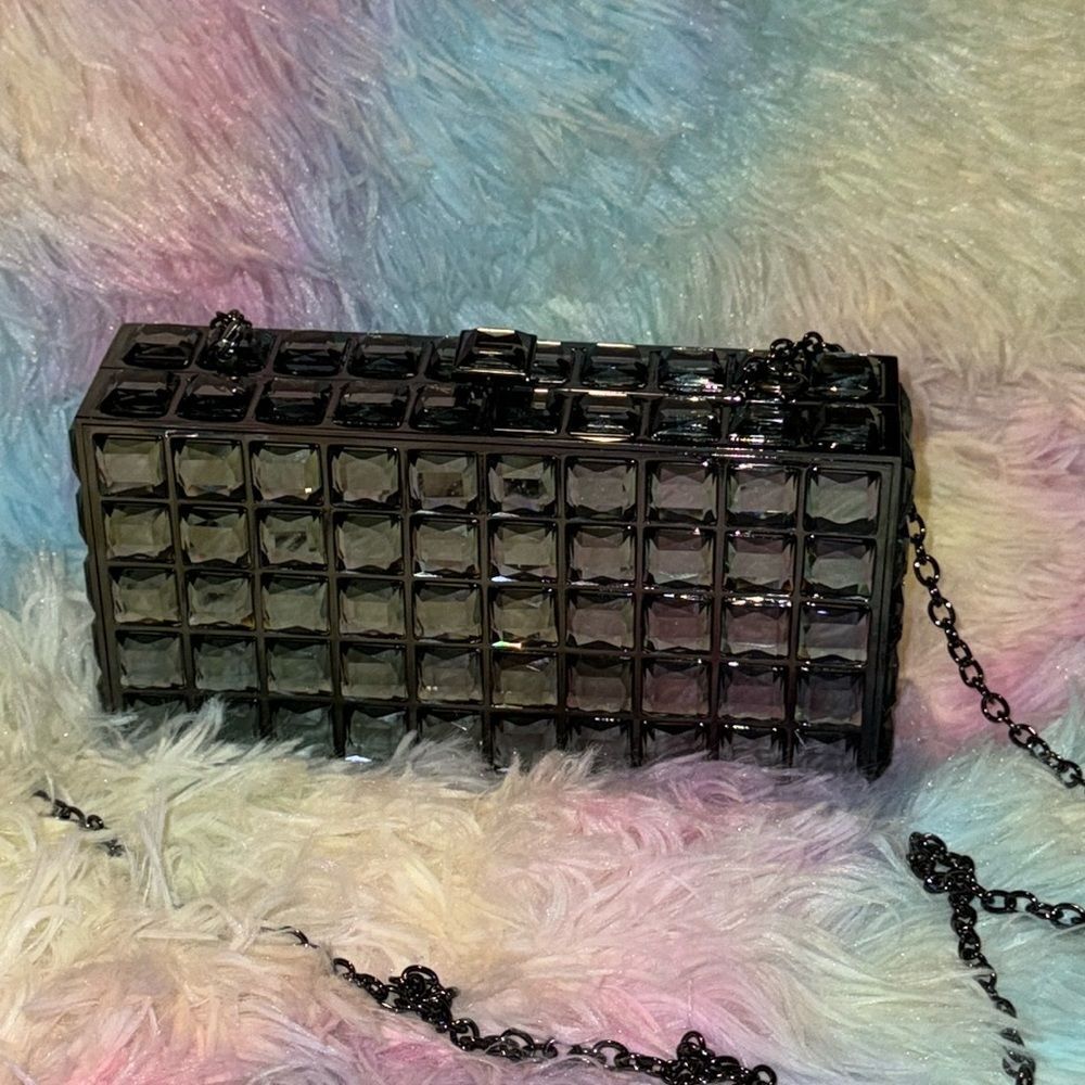 CRYSTAL METAL CLUTCH EVENING BAG y3k - Picture 3 of 8